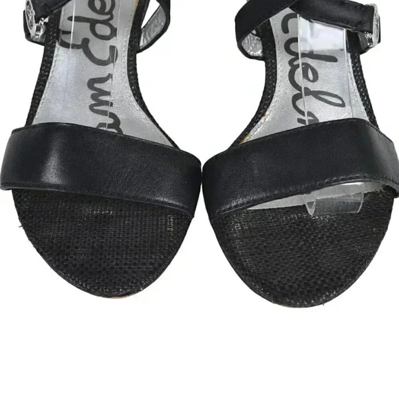 Sam Edelman Leather Wedge Sandal Heel Black Size 6 - Picture 5 of 14